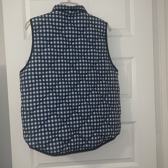 Andrea Jovine blue & white puffy gingham quilted vest SZ large preppy  casual - Picture 9 of 15